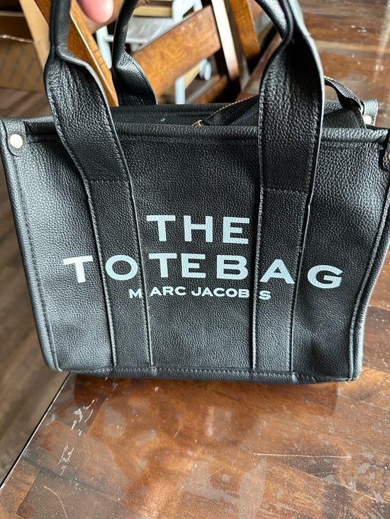 Marc Jacobs Handbags - Marc Jacobs Black The ToteBag Small Leather Tote with White Logo